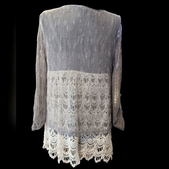 KRAZY KAT Venetian Lace and Sequined Mesh Tunic sz M - Picture 10 of 13
